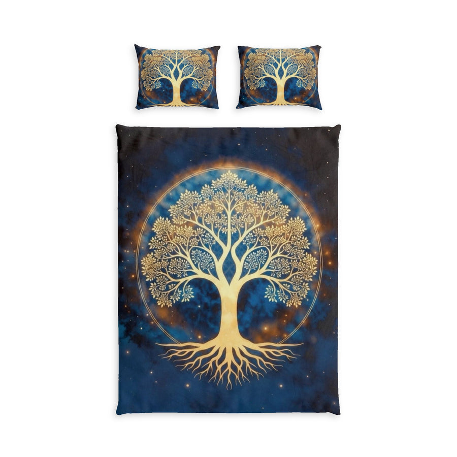 Golden Tree of Life Cotton Duvet Cover Set