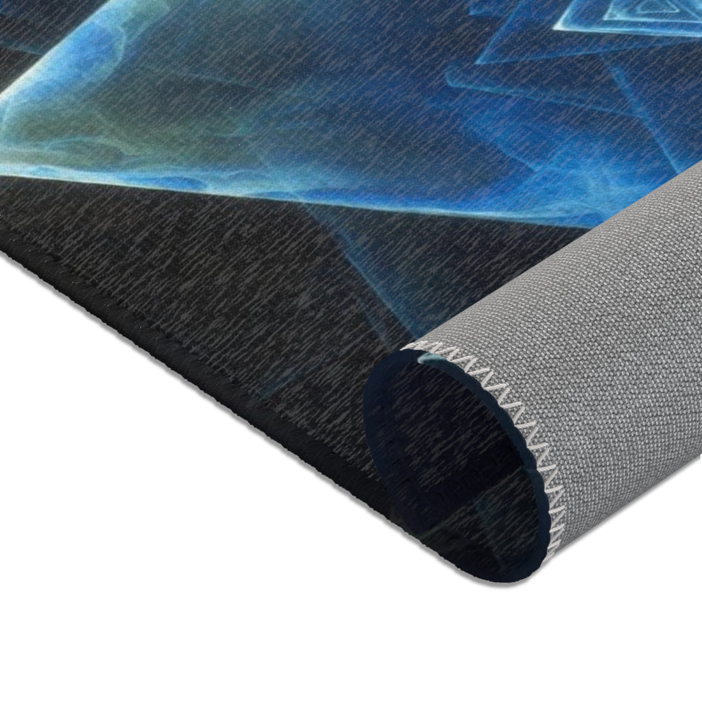 Geometric Blue Triangle Area Rug — Modern Abstract Accent Rug for Living Room & Bedroom
