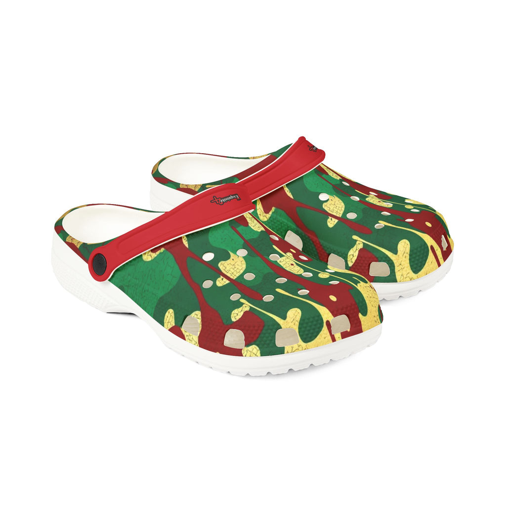 Green, Red, & Gold Camo EVA Foam Clogs