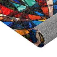 Stained Glass Mosaic Area Rug — Vibrant Geometric Decorative Floor Mat