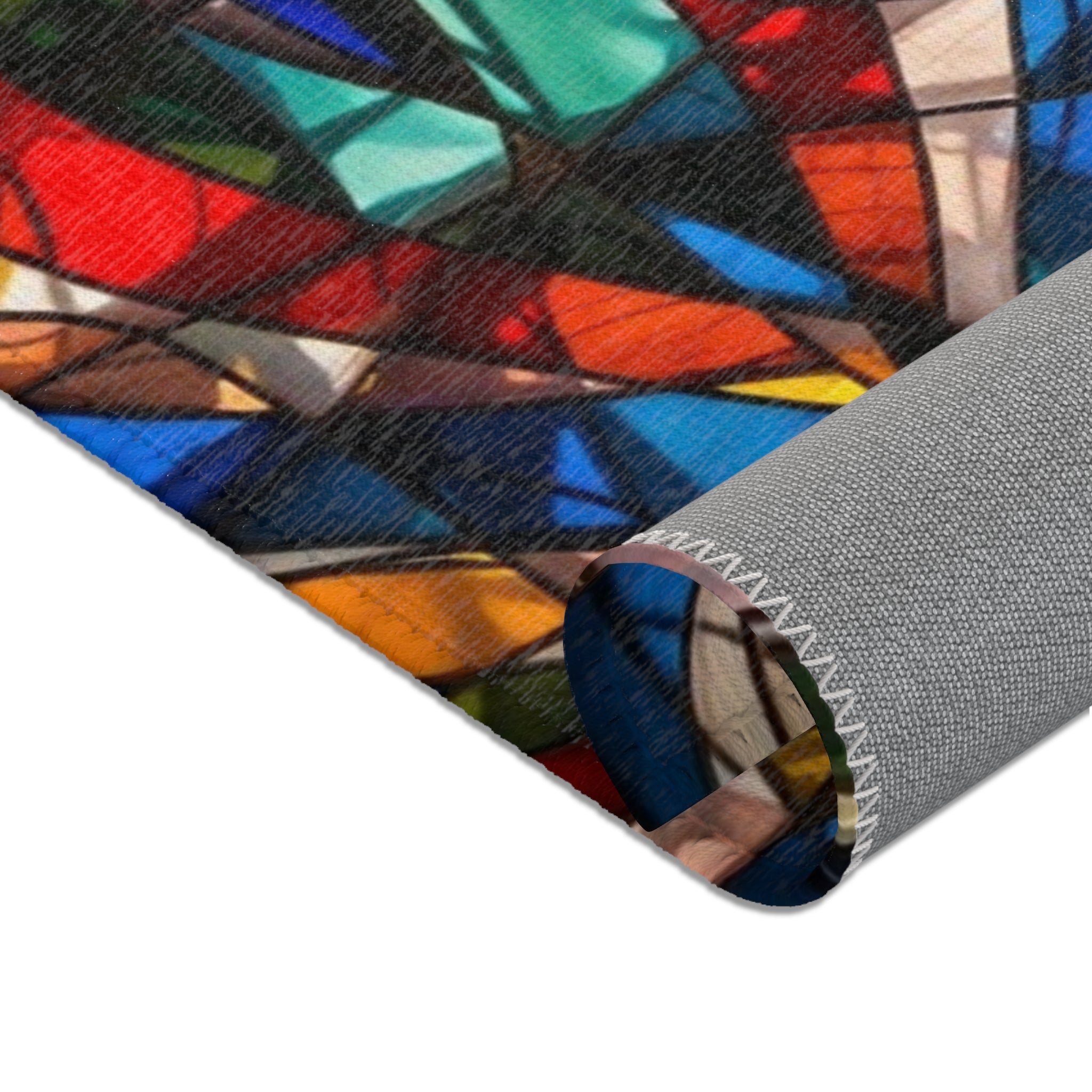 Stained Glass Mosaic Area Rug — Vibrant Geometric Decorative Floor Mat