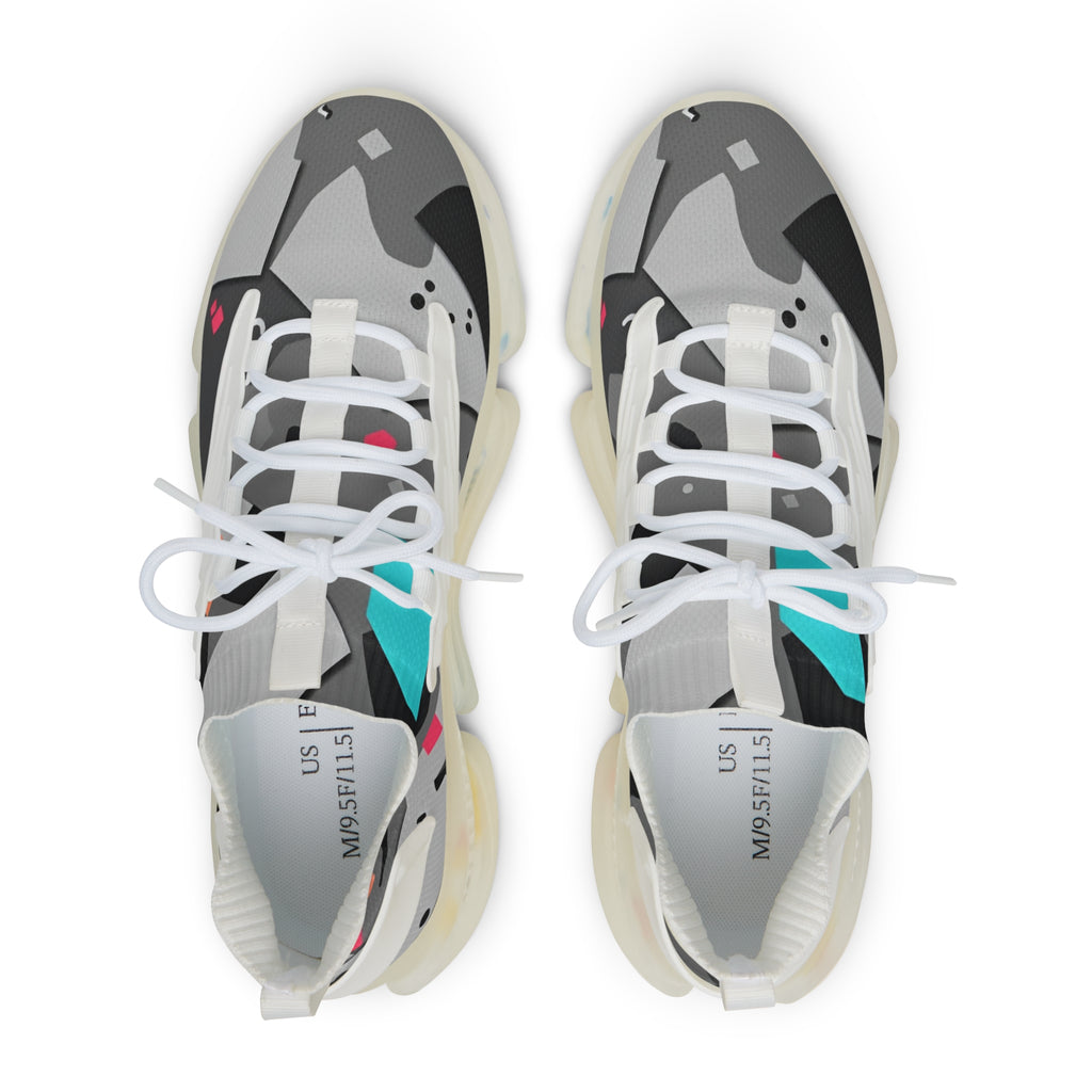 Blue Geometric Mesh Sneakers