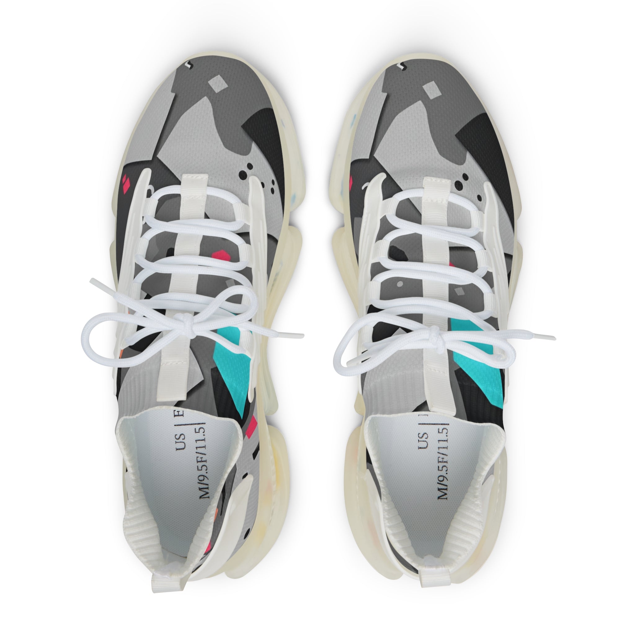 Blue Geometric Mesh Sneakers