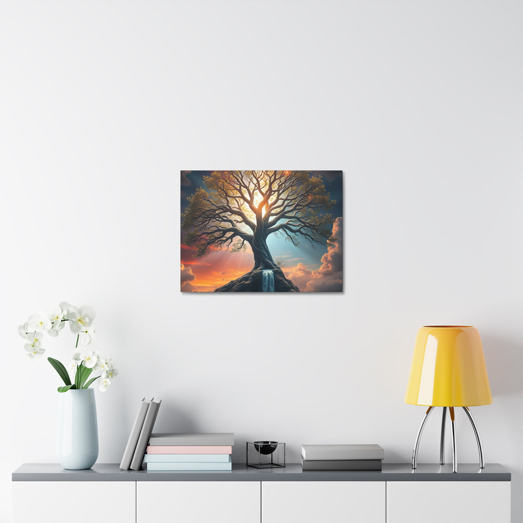 Tree of Light Stretched Canvas Wall Art – Inspirational Fantasy Landscape