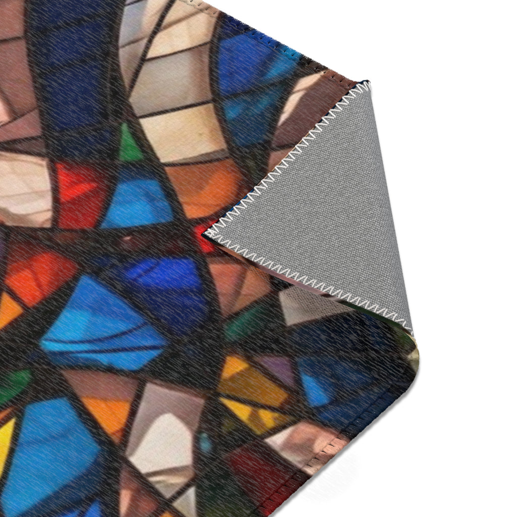 Stained Glass Mosaic Area Rug — Vibrant Geometric Decorative Floor Mat