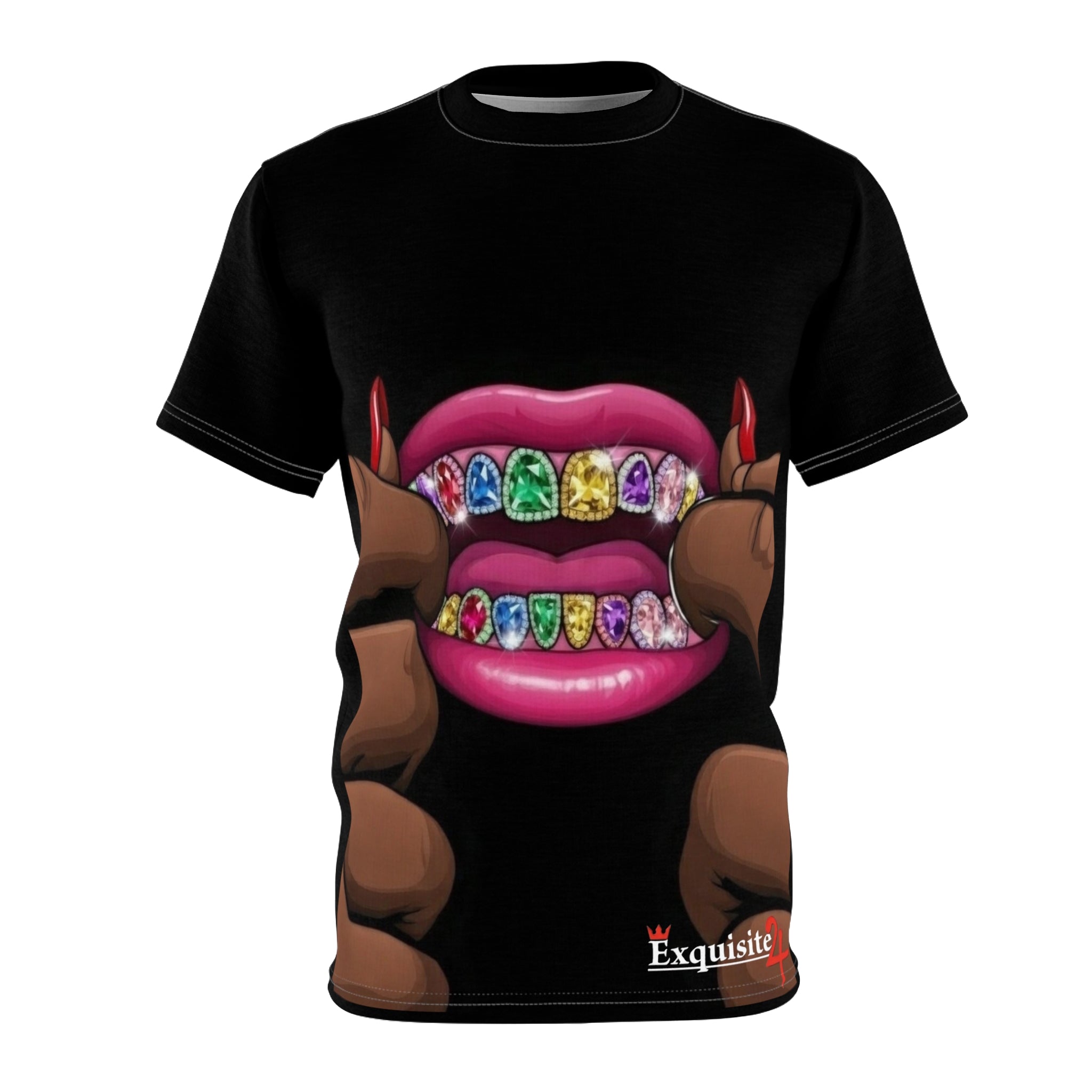 Rainbow Grillz Tee — Colorful Gemstone Grillz Graphic Tee