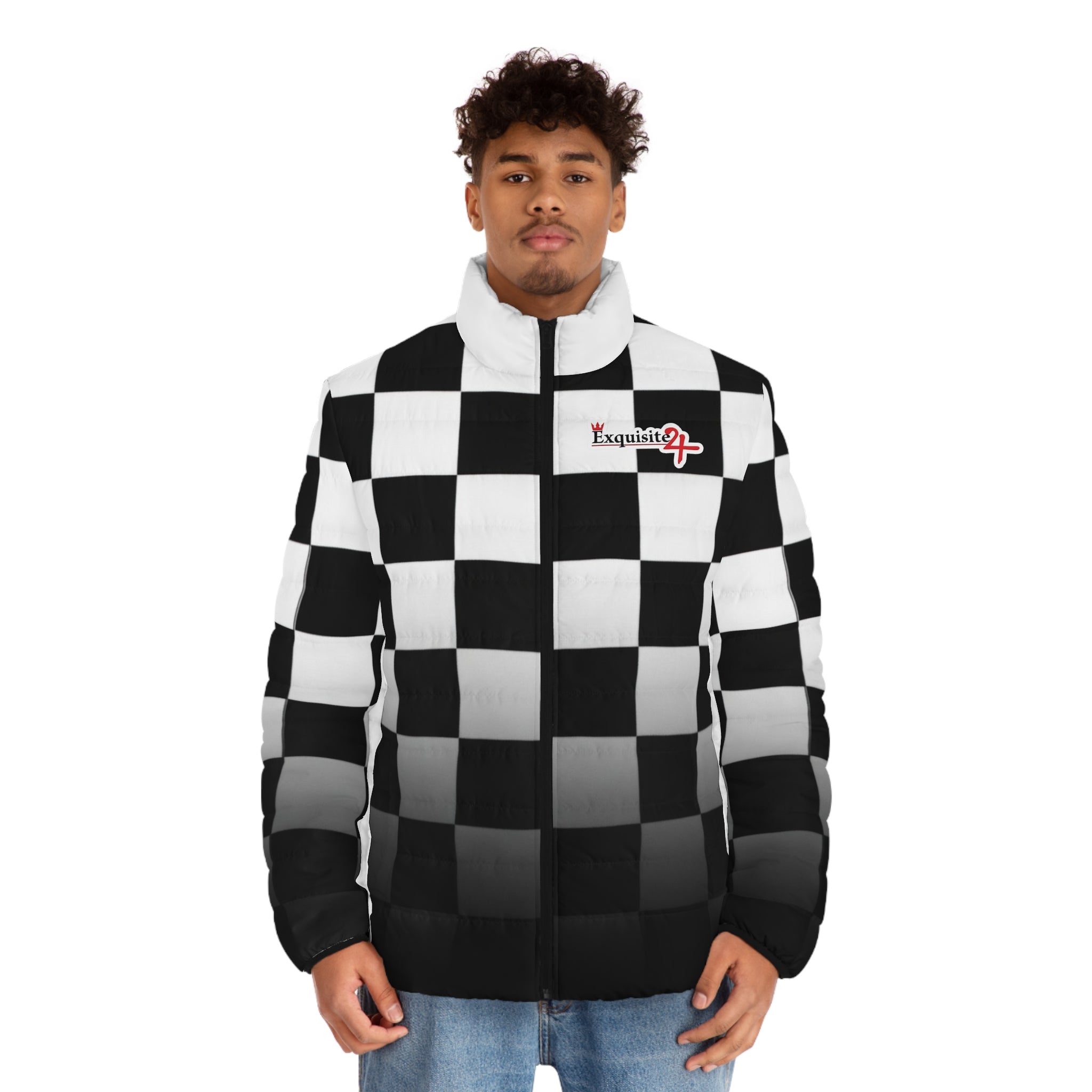Checkerboard Gradient Puffer Jacket