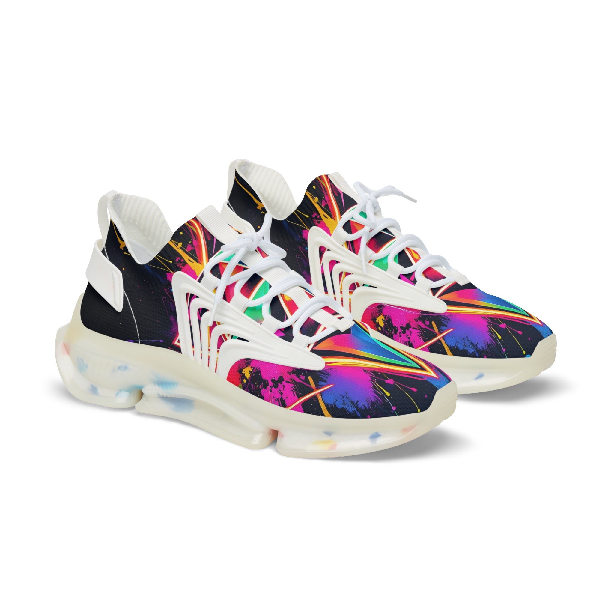Men's Mesh Sneakers — Neon Abstract Galaxy Athletic Shoes