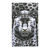 Leopard Portrait Area Rug — Bold Black & White Animal Print Accent Rug