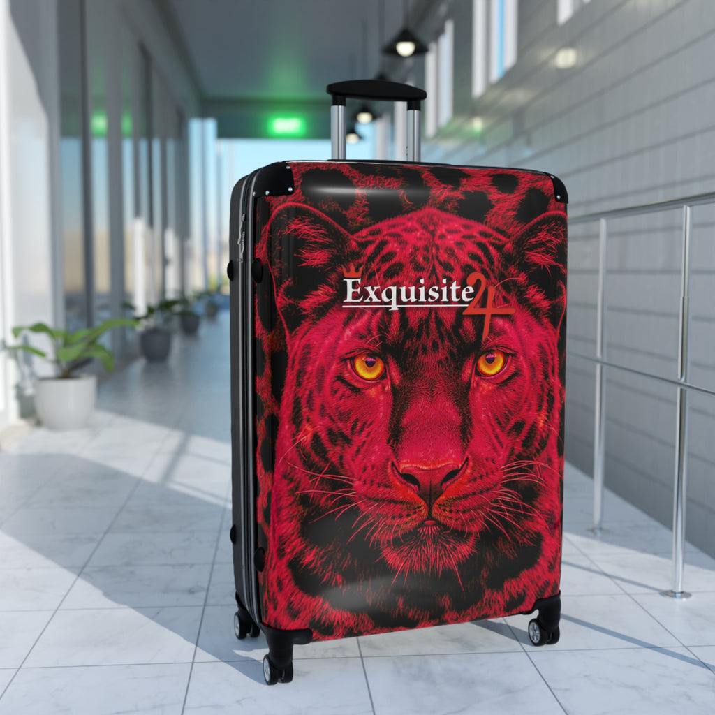 Exquisite 24 Red Leopard Carry-On Suitcase — Bold Animal Print Luggage