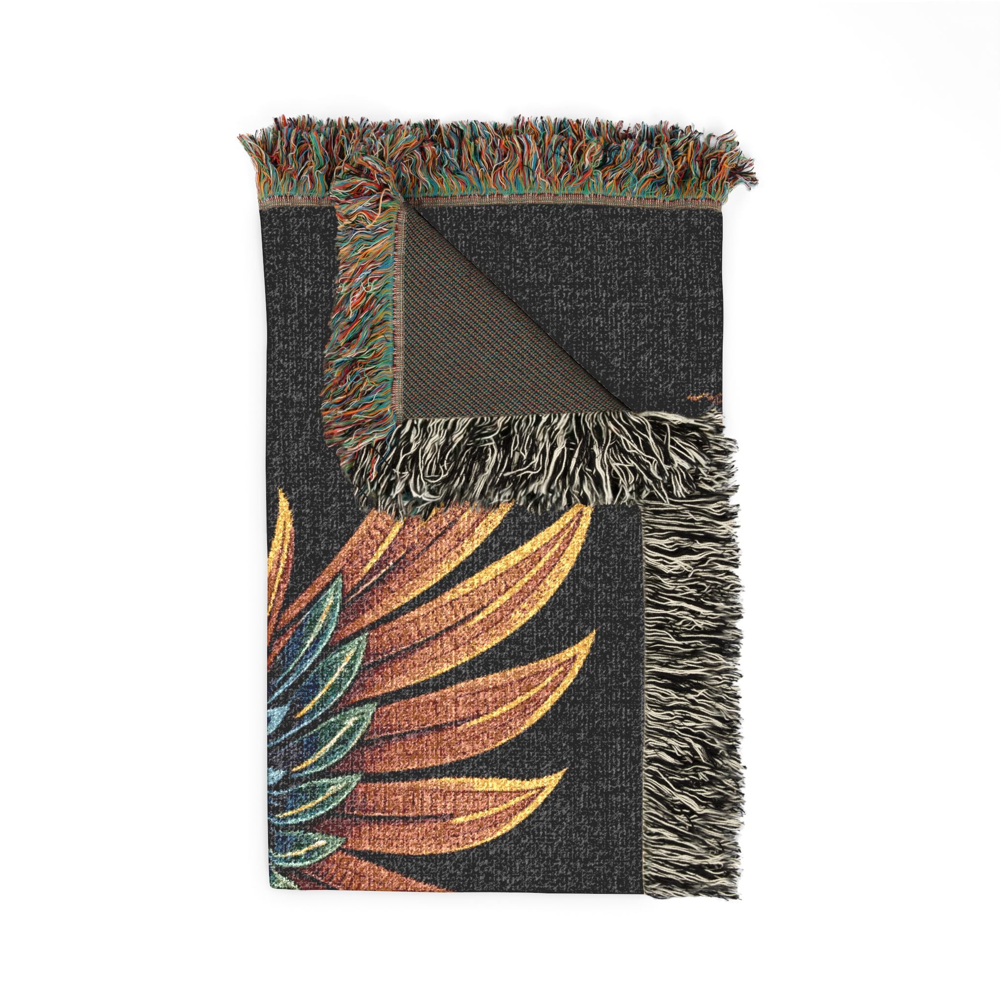 Phoenix Woven Blanket — Boho Mythical Bird Throw for Living Room, Bedroom, or Gift