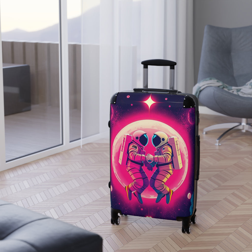 Cosmic Love Suitcase – Pink Astronaut Couple Carry-On