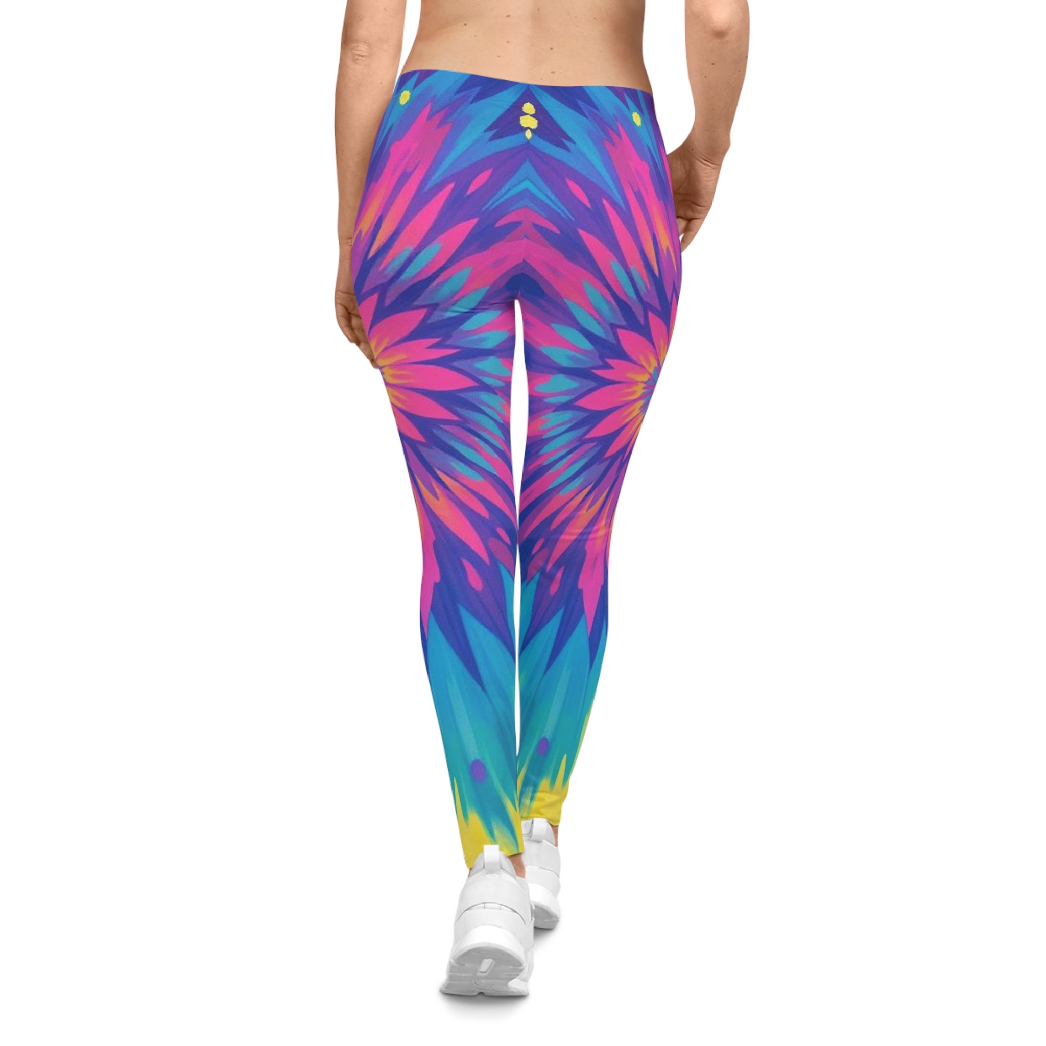 Tie-Dye Burst Women's Leggings — Vibrant Rainbow All-Over Print