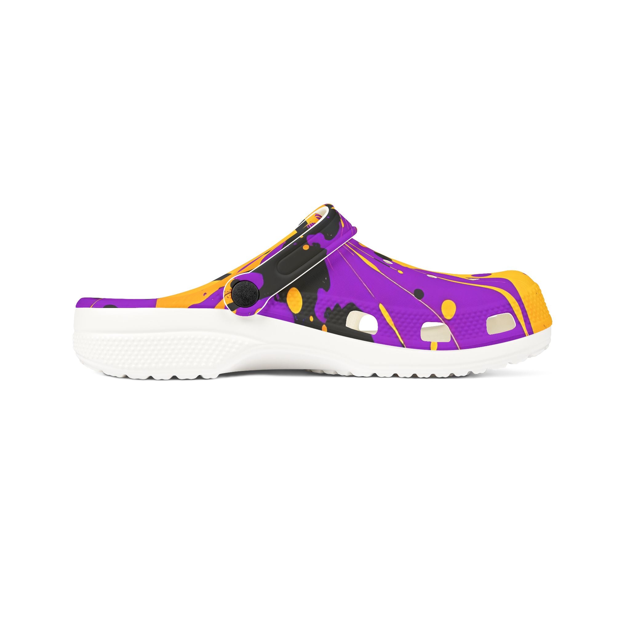 Purple & Yellow Paint Splatter EVA Foam Clogs