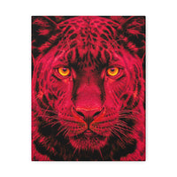 Red Panther Canvas Wall Art — Bold Neon Portrait Stretched Canvas