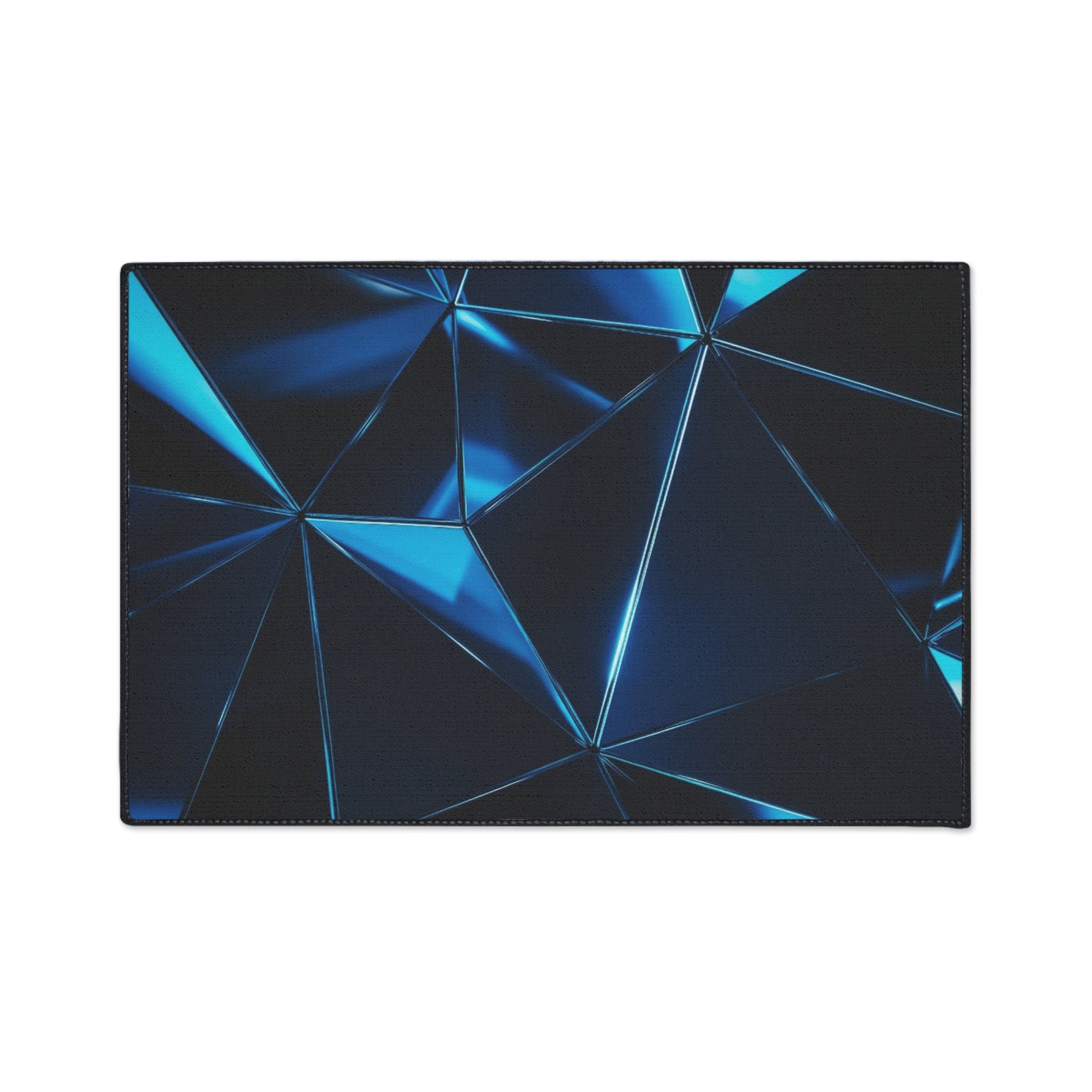 Geometric Blue Prism Floor Mat — Heavy Duty Non-Slip Rug for Entry, Garage & Office