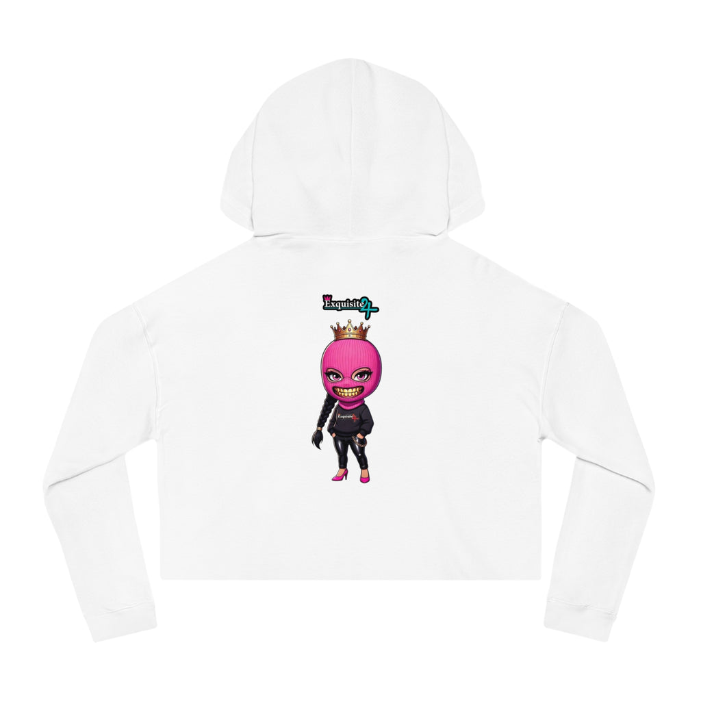 Cropped Hoodie — Exquisite 24 Pink Masked Character Graphic
