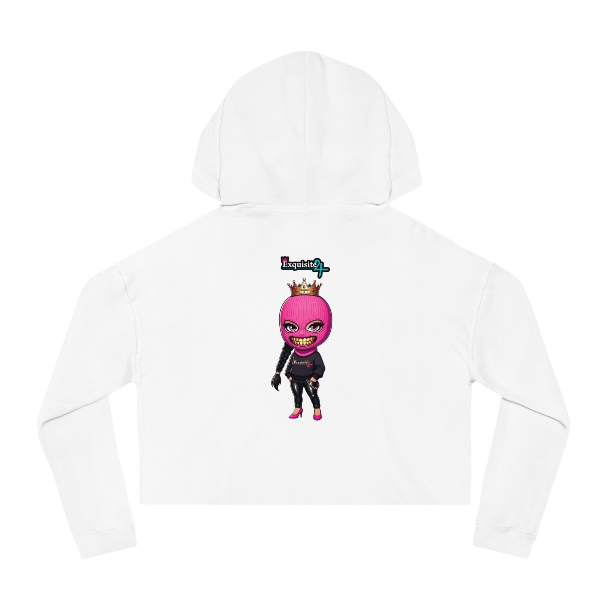 Cropped Hoodie — Exquisite 24 Pink Masked Character Graphic