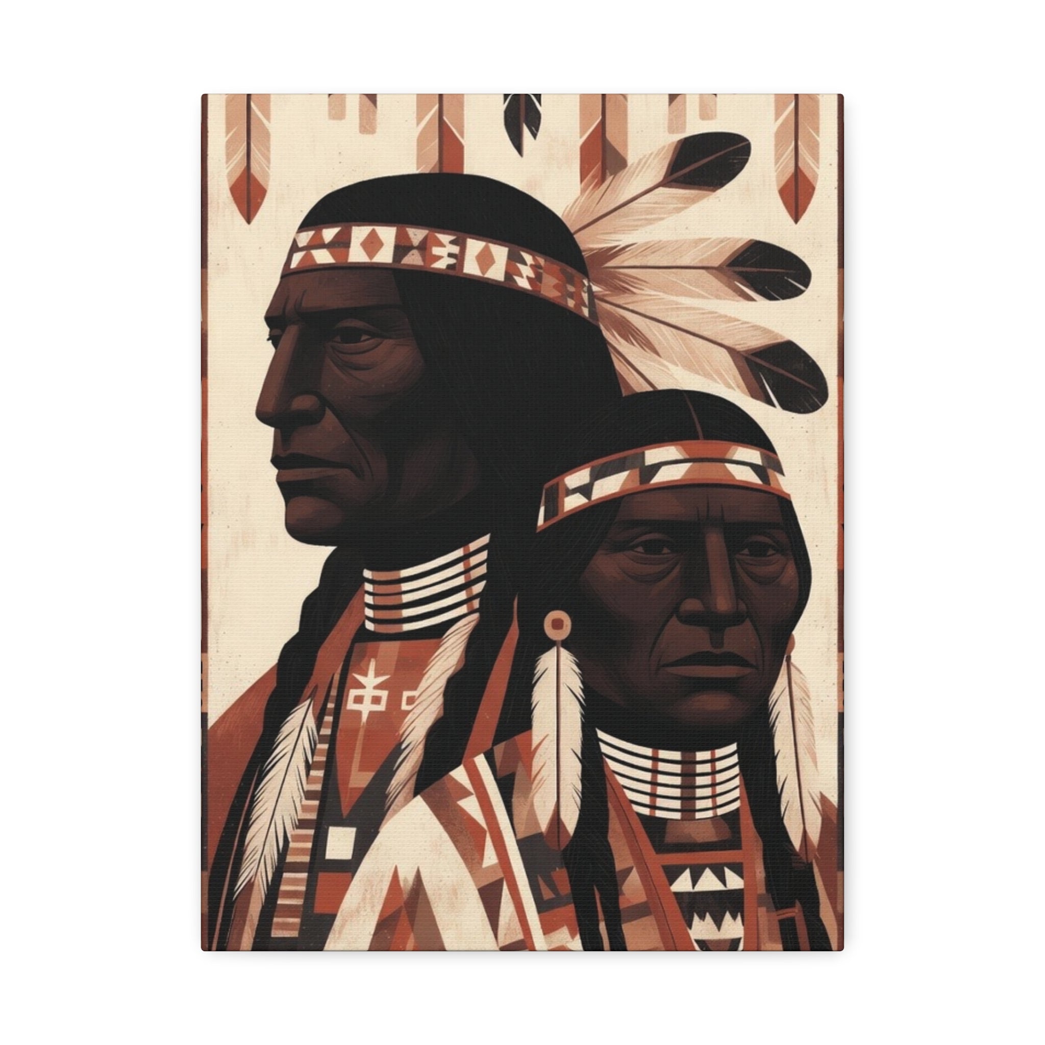 Aboriginal American Chiefs Portrait Stretched Canvas