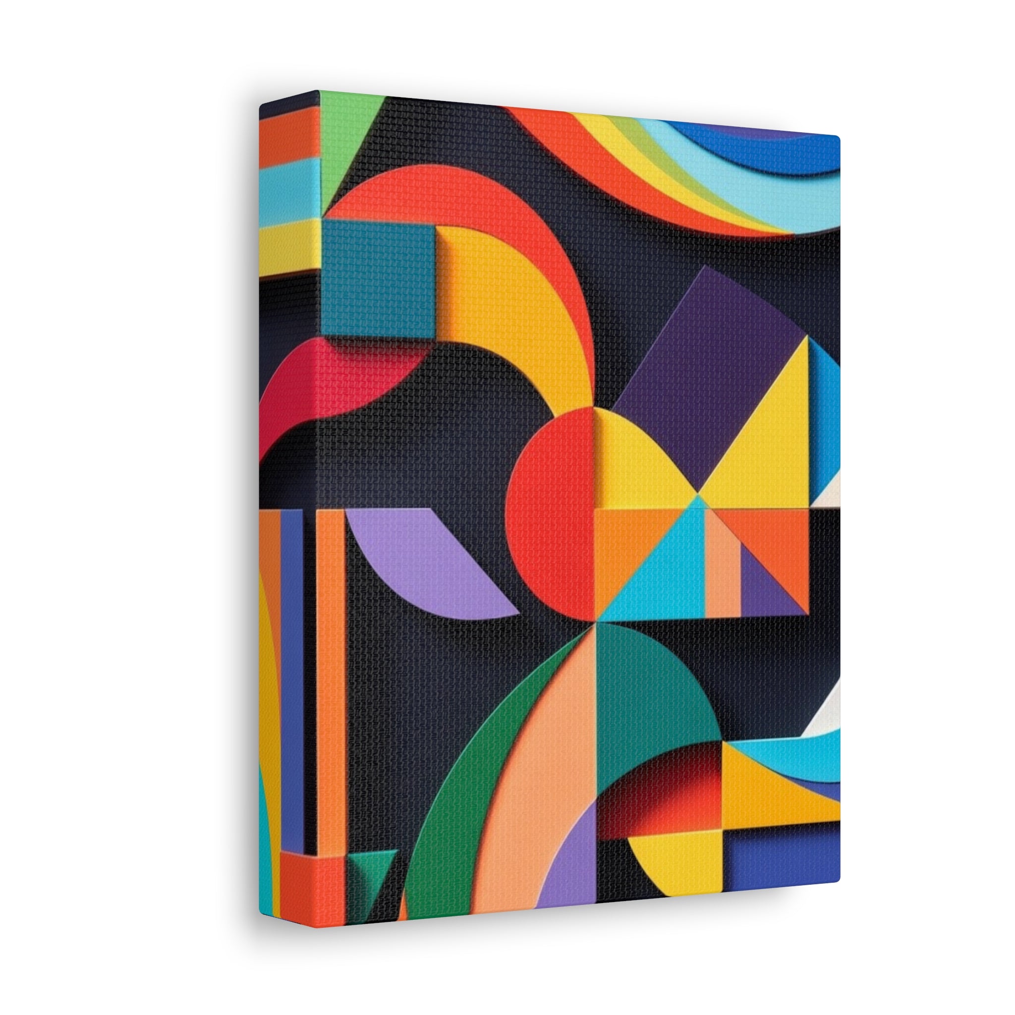 Abstract Geometric Stretched Canvas – Colorful Modern Wall Art
