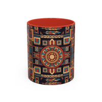Boho Geometric Accent Mug — Colorful Tribal Pattern Coffee Cup