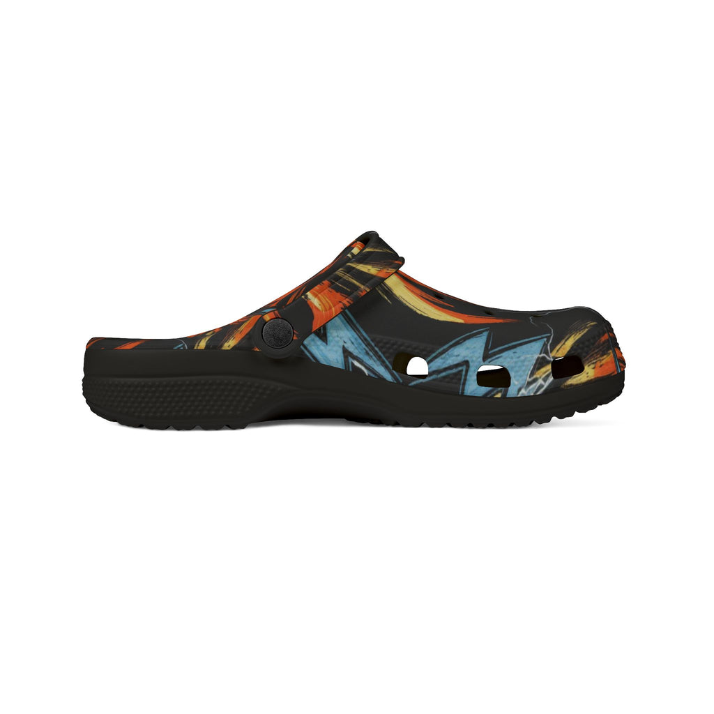 Flame & Lightning EVA Foam Clogs — Bold Graphic Slip-On Shoes
