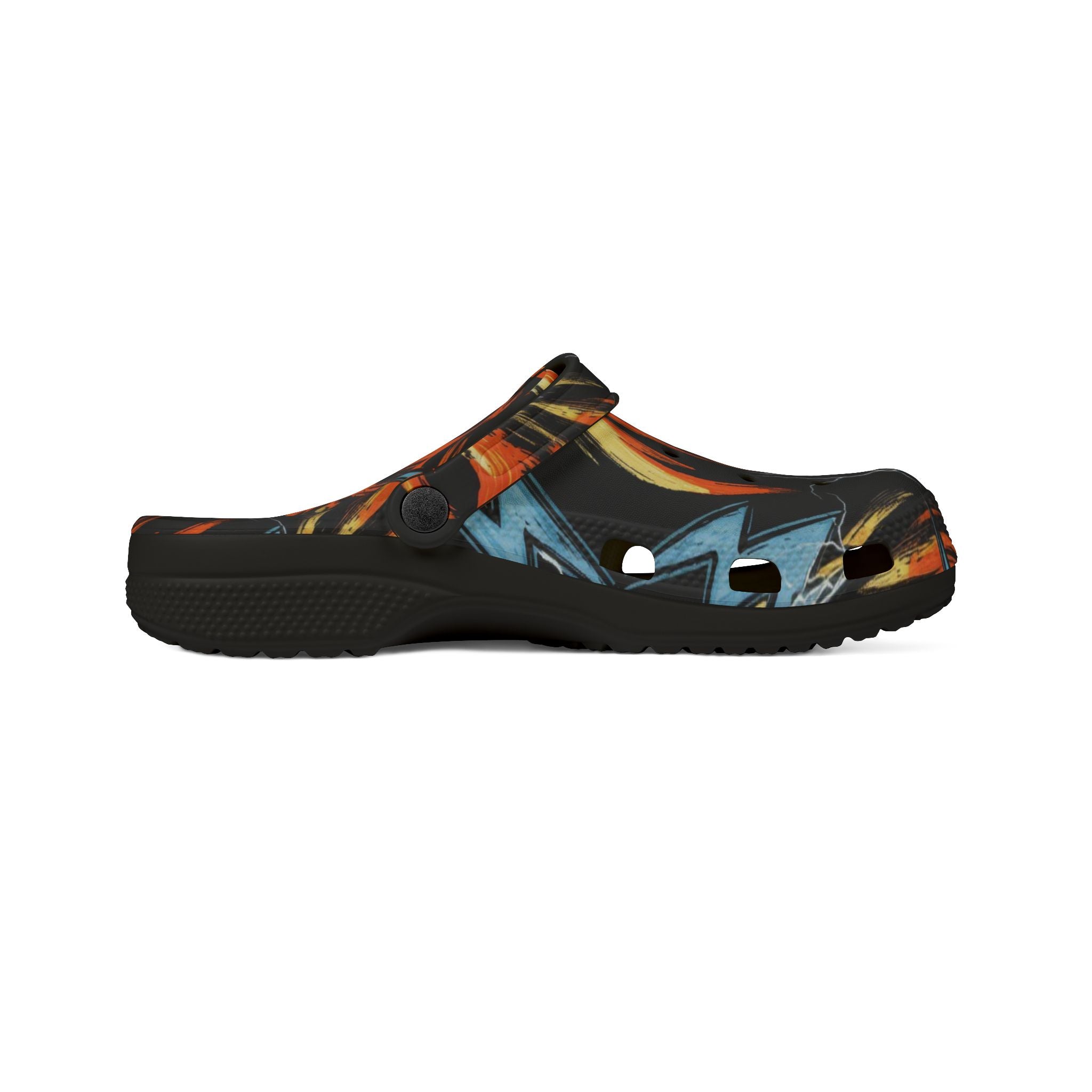 Flame & Lightning EVA Foam Clogs — Bold Graphic Slip-On Shoes