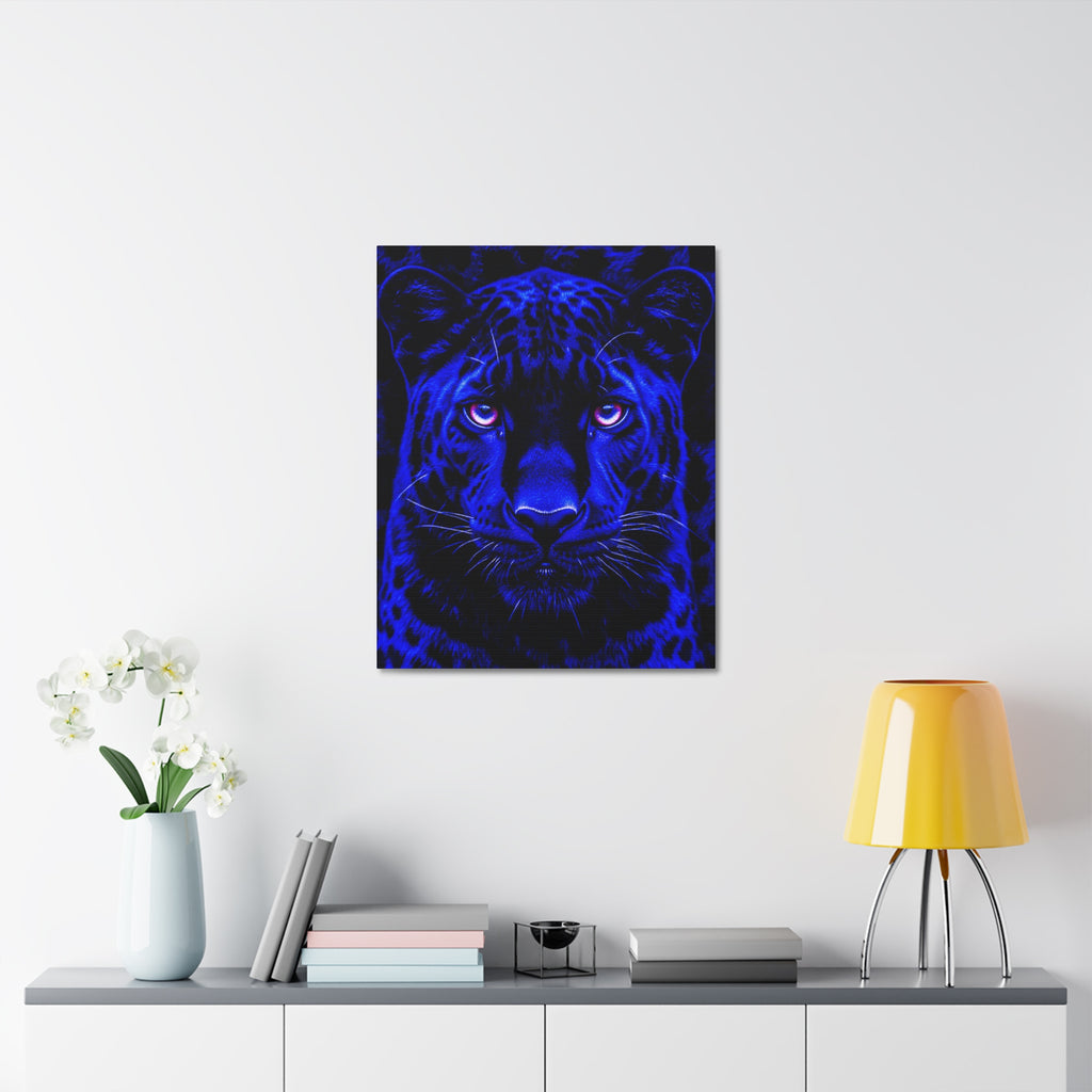 Blue Panther Stretched Canvas Wall Art