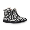 Women's Zebra Stripe Fur-Lined Leather Boots