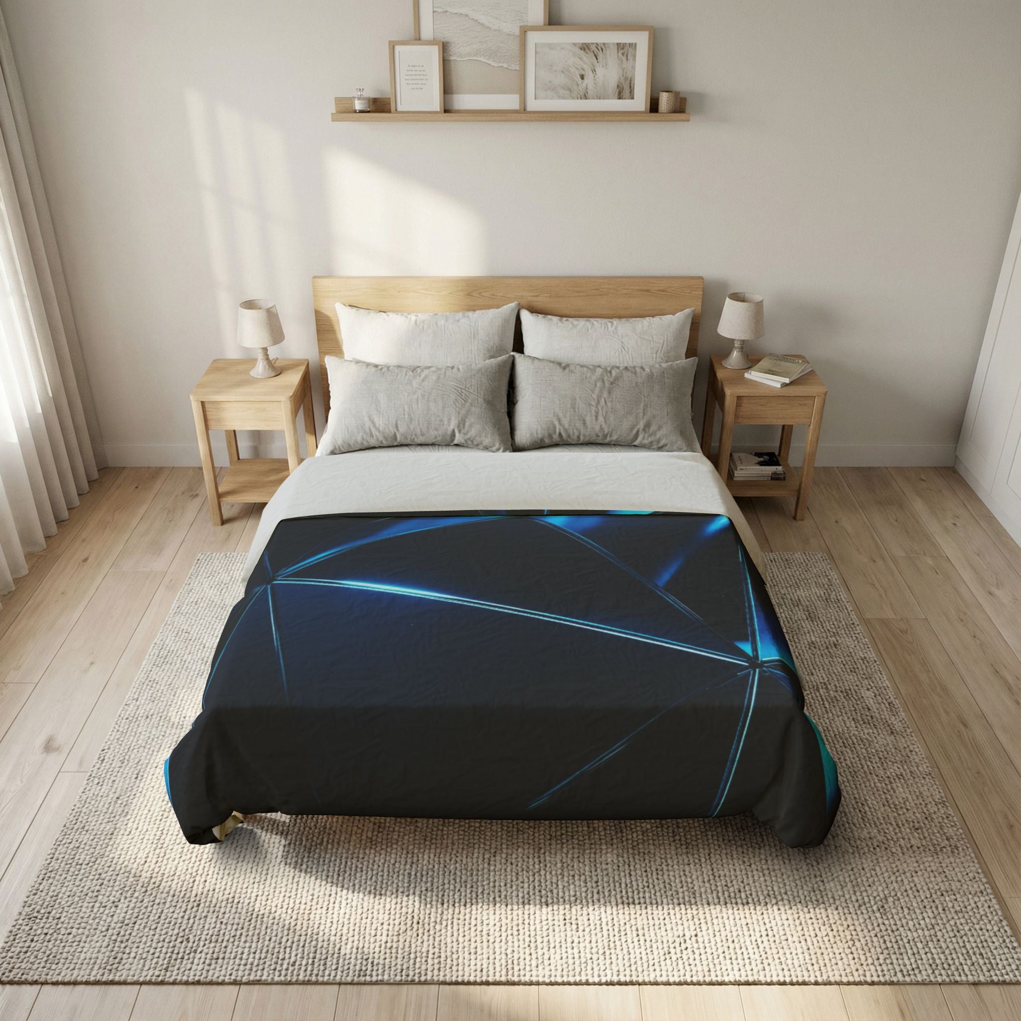 Geometric Blue Crystal Cotton Duvet Cover