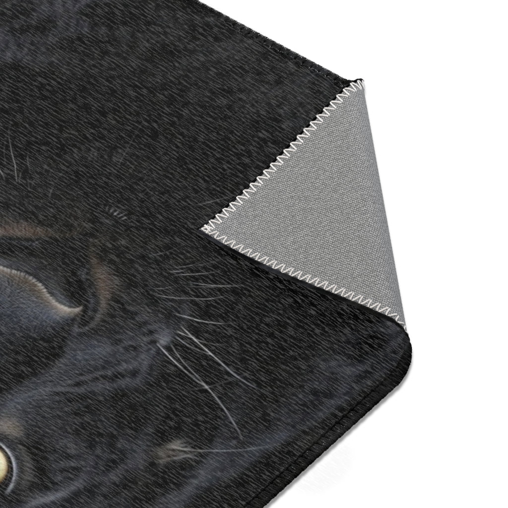 Black Panther Area Rug — Realistic Panther Face Decorative Accent Rug