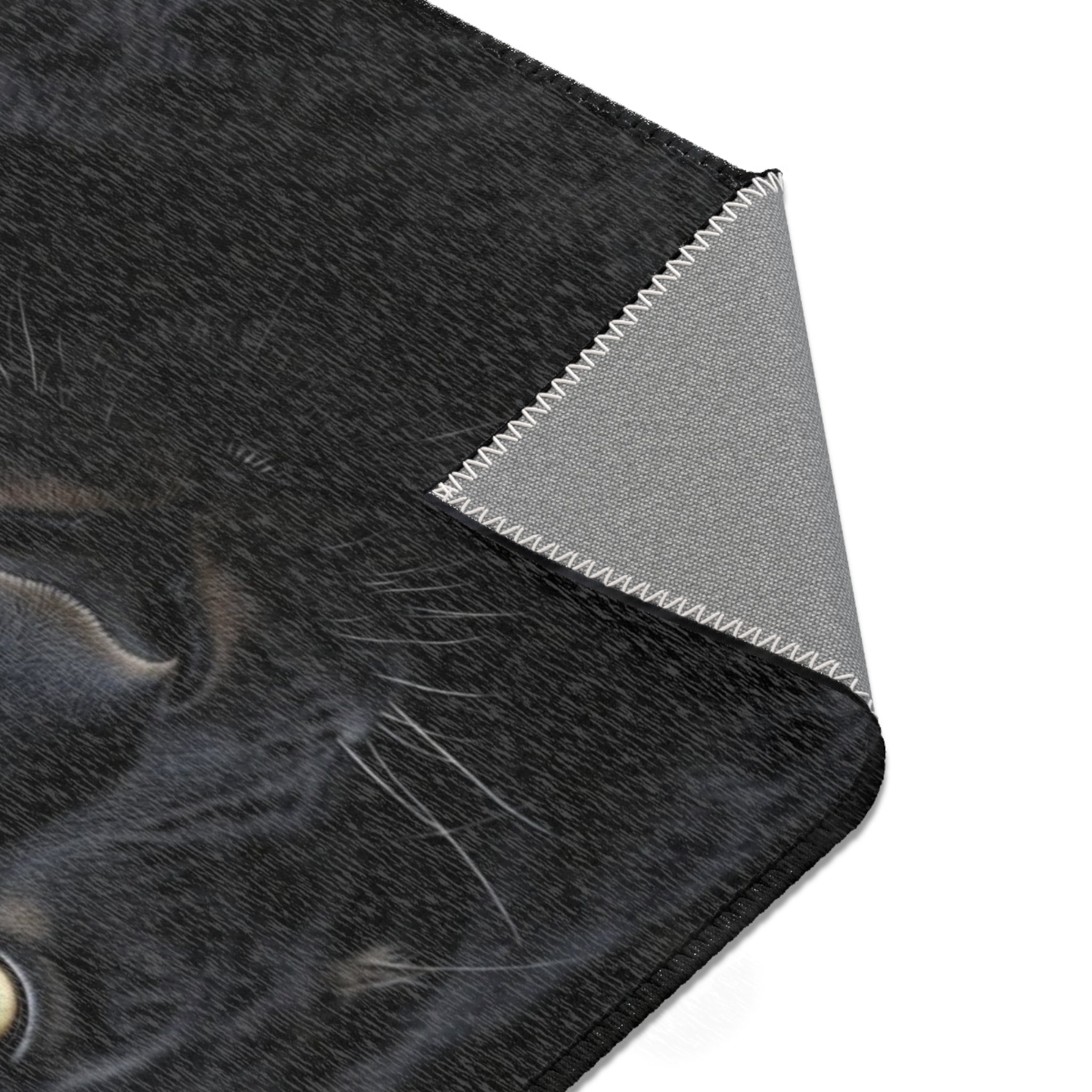 Black Panther Area Rug — Realistic Panther Face Decorative Accent Rug