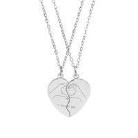 Engravable Break-Apart Heart Necklace Set — Personalized Best Friend Pendant