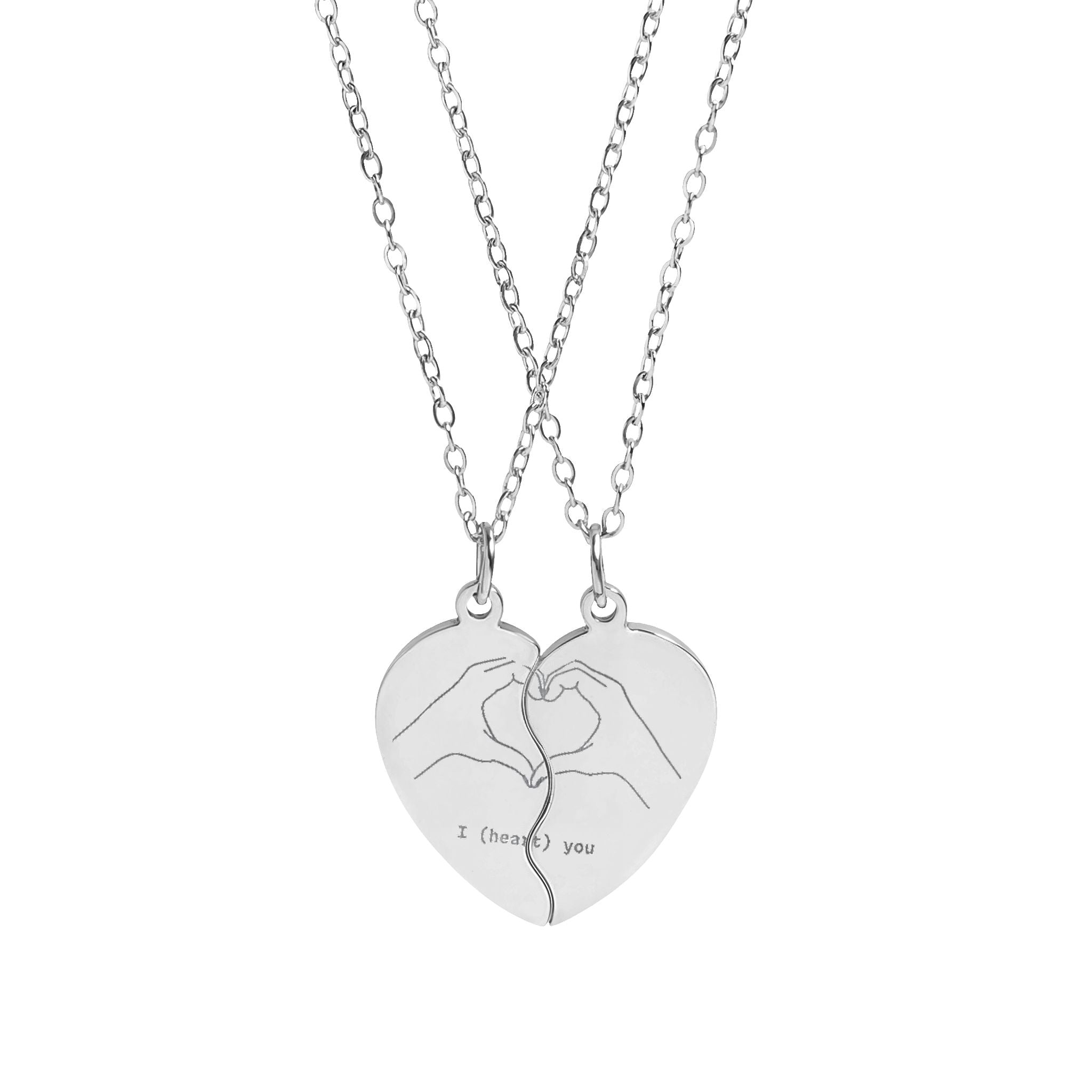 Engravable Break-Apart Heart Necklace Set — Personalized Best Friend Pendant