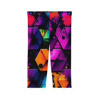 Neon Geometric Capri Leggings — Vibrant Abstract 80s Retro Fitness Crop
