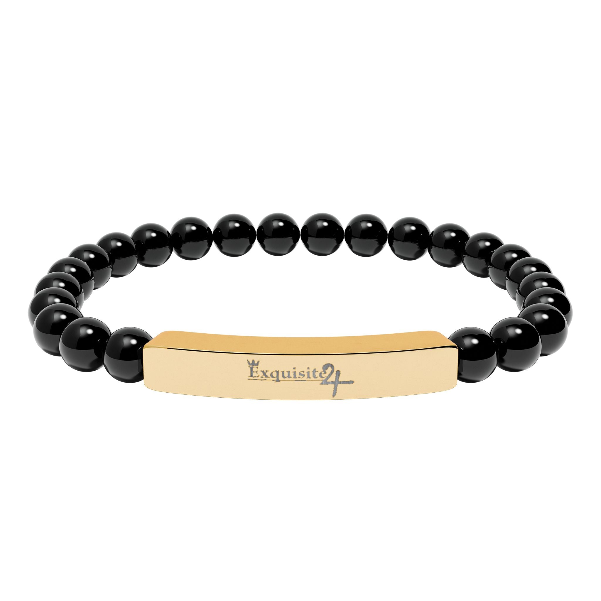 Exquisite 24 Engraved Natural Stone Bead Bar Bracelet