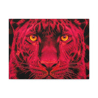 Red Panther Canvas Wall Art — Bold Neon Portrait Stretched Canvas