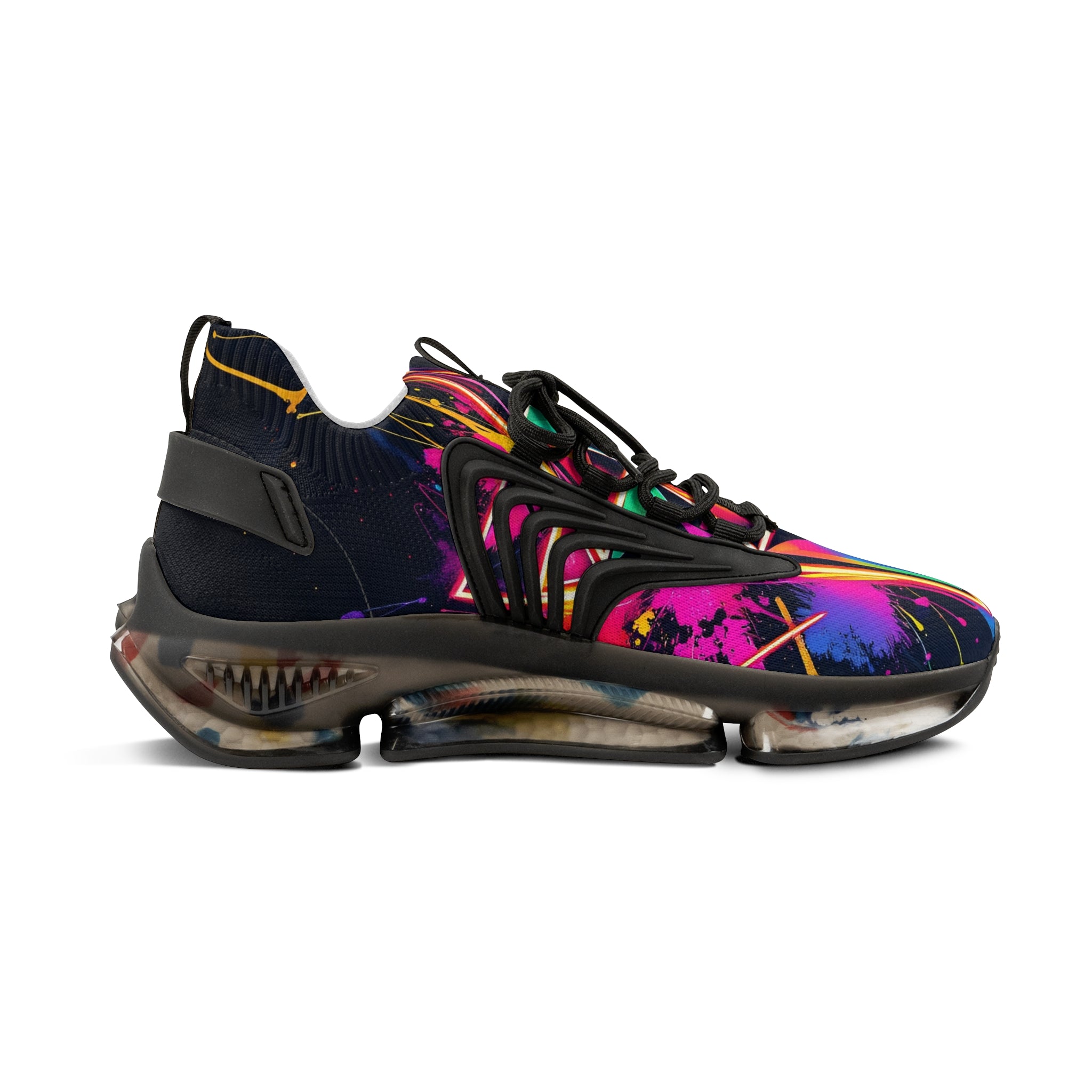 Men's Mesh Sneakers — Neon Abstract Galaxy Athletic Shoes