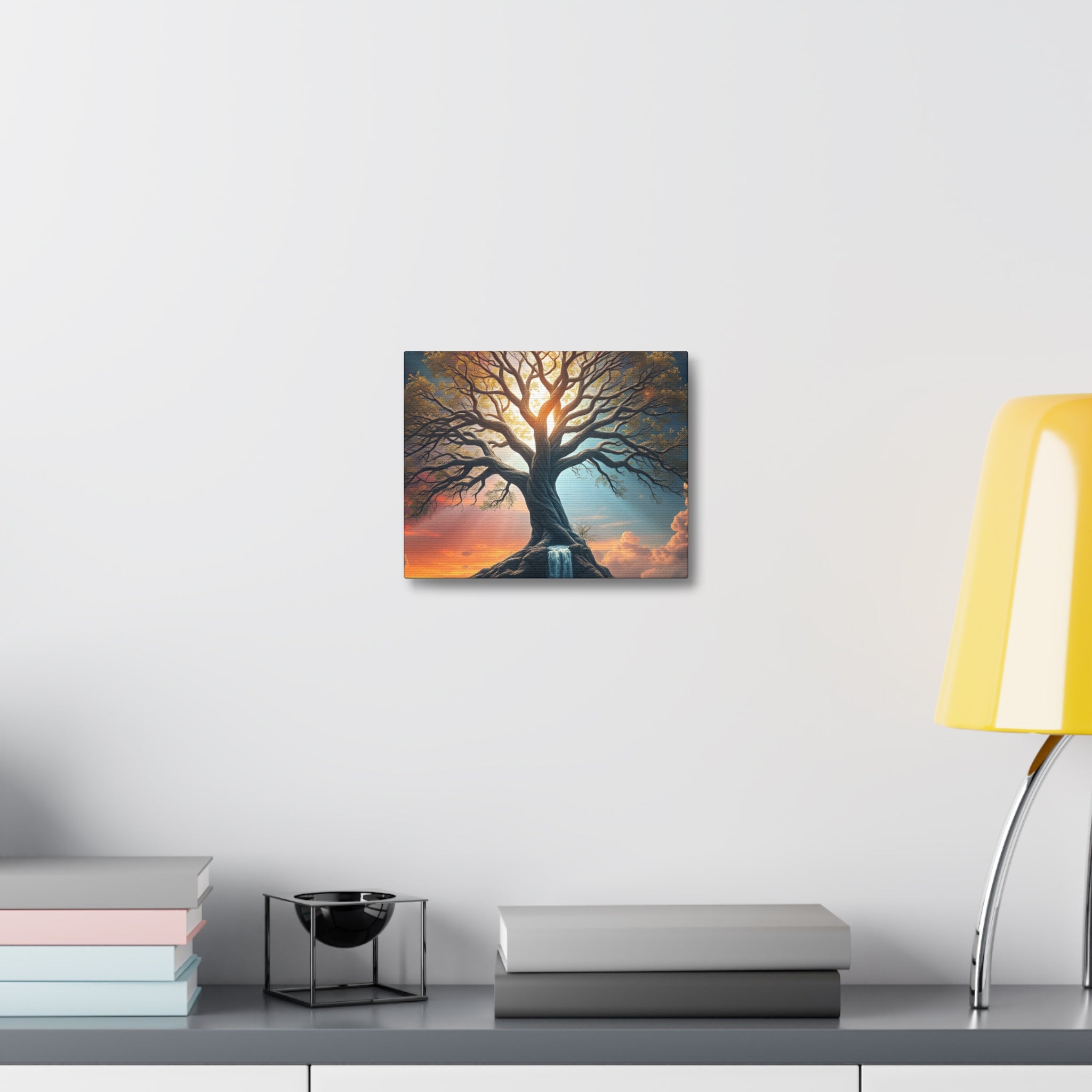 Tree of Light Stretched Canvas Wall Art – Inspirational Fantasy Landscape