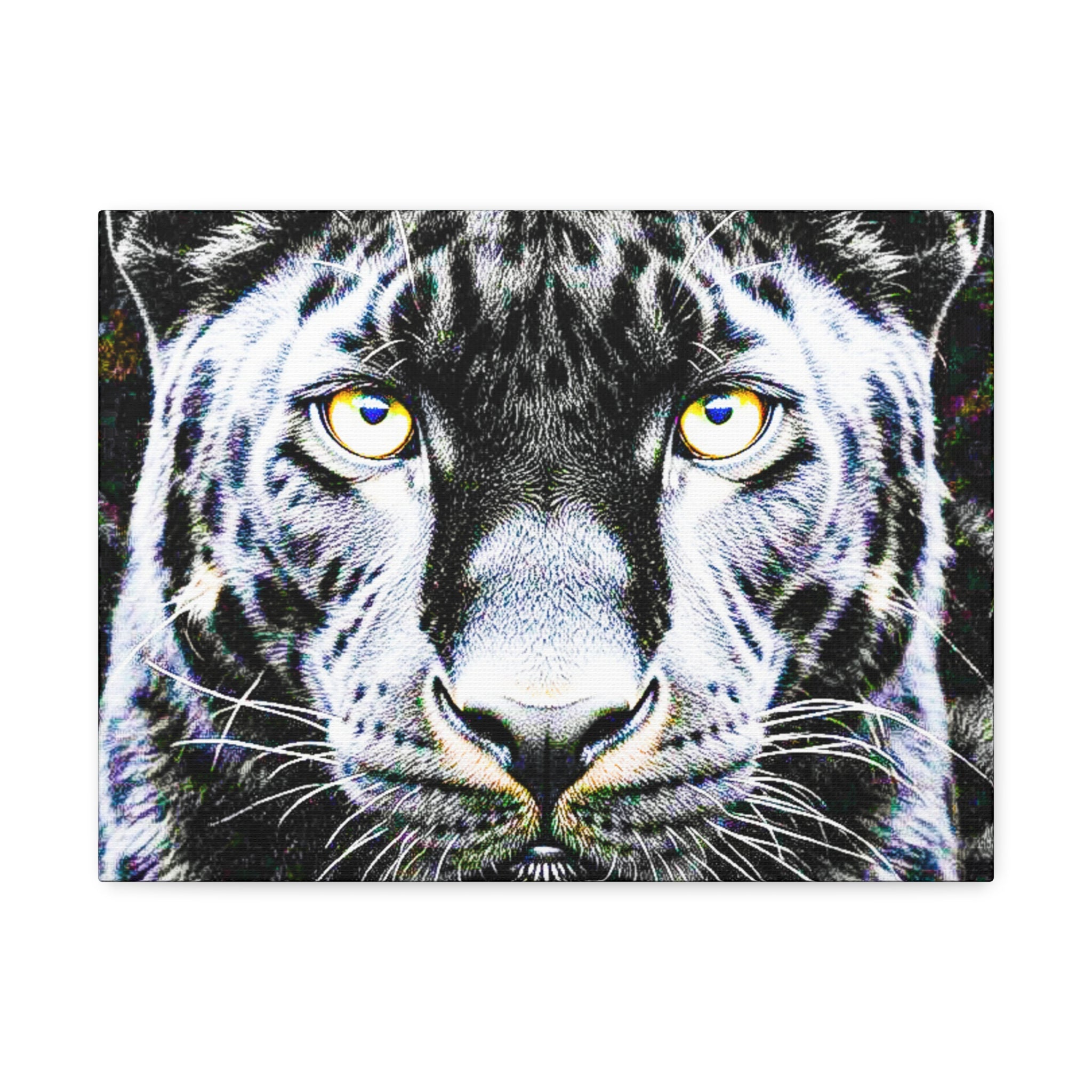 Leopard Portrait Stretched Canvas — Snow Leopard Wall Art with Yellow Eyes