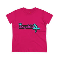 Exquisite 24 Sticker Logo Women's Graphic Tee – Neon Cotton Candy