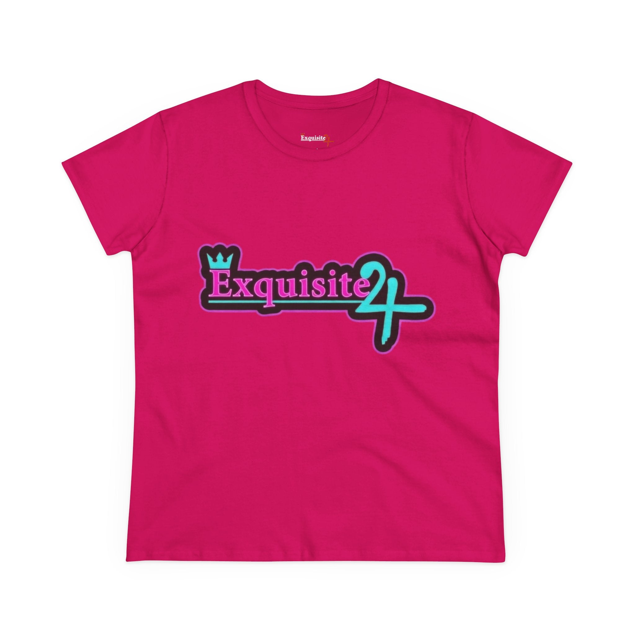 Exquisite 24 Sticker Logo Women's Graphic Tee – Neon Cotton Candy