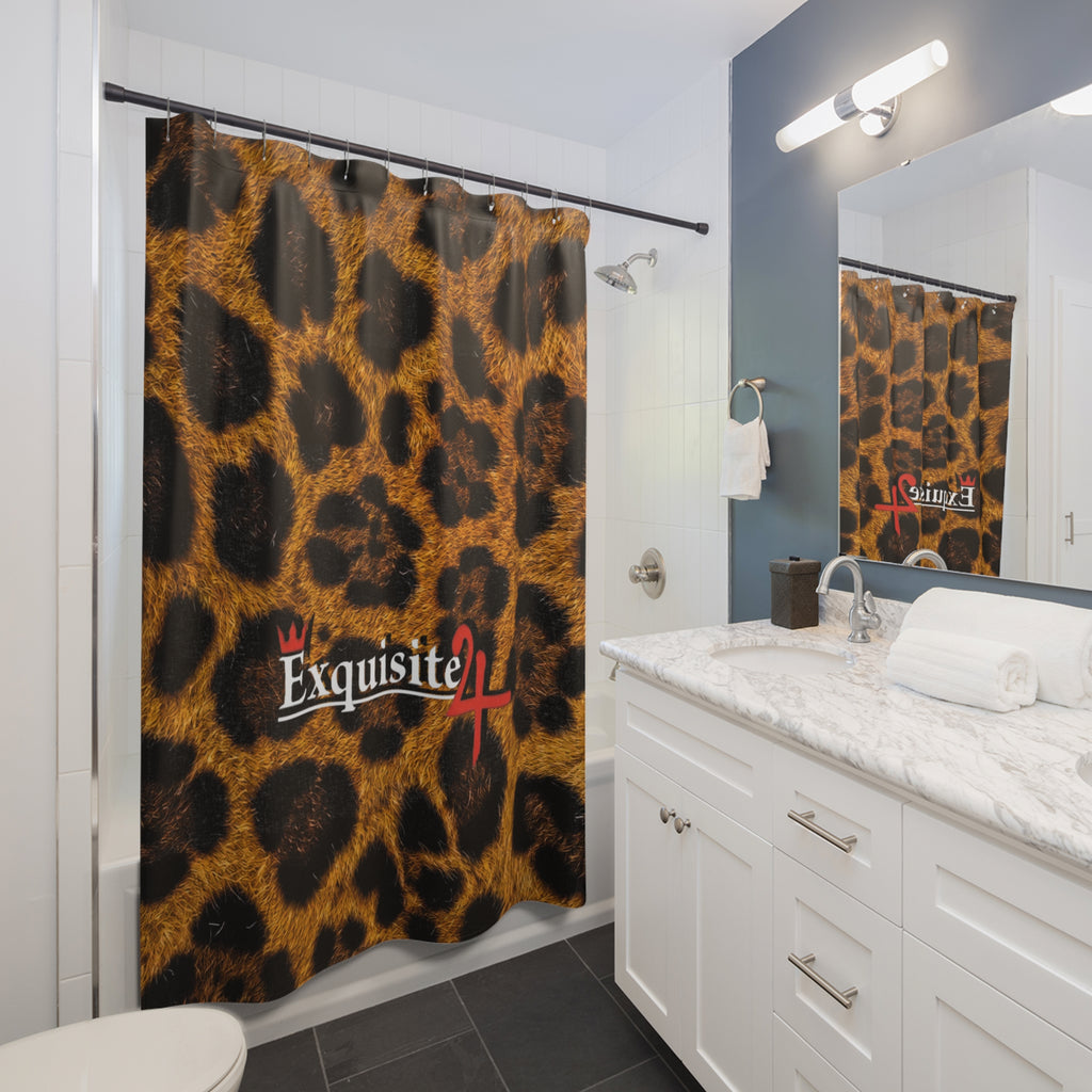 Leopard Print 'Exquisite 24' Shower Curtain – Bold Animal Print Bathroom Decor