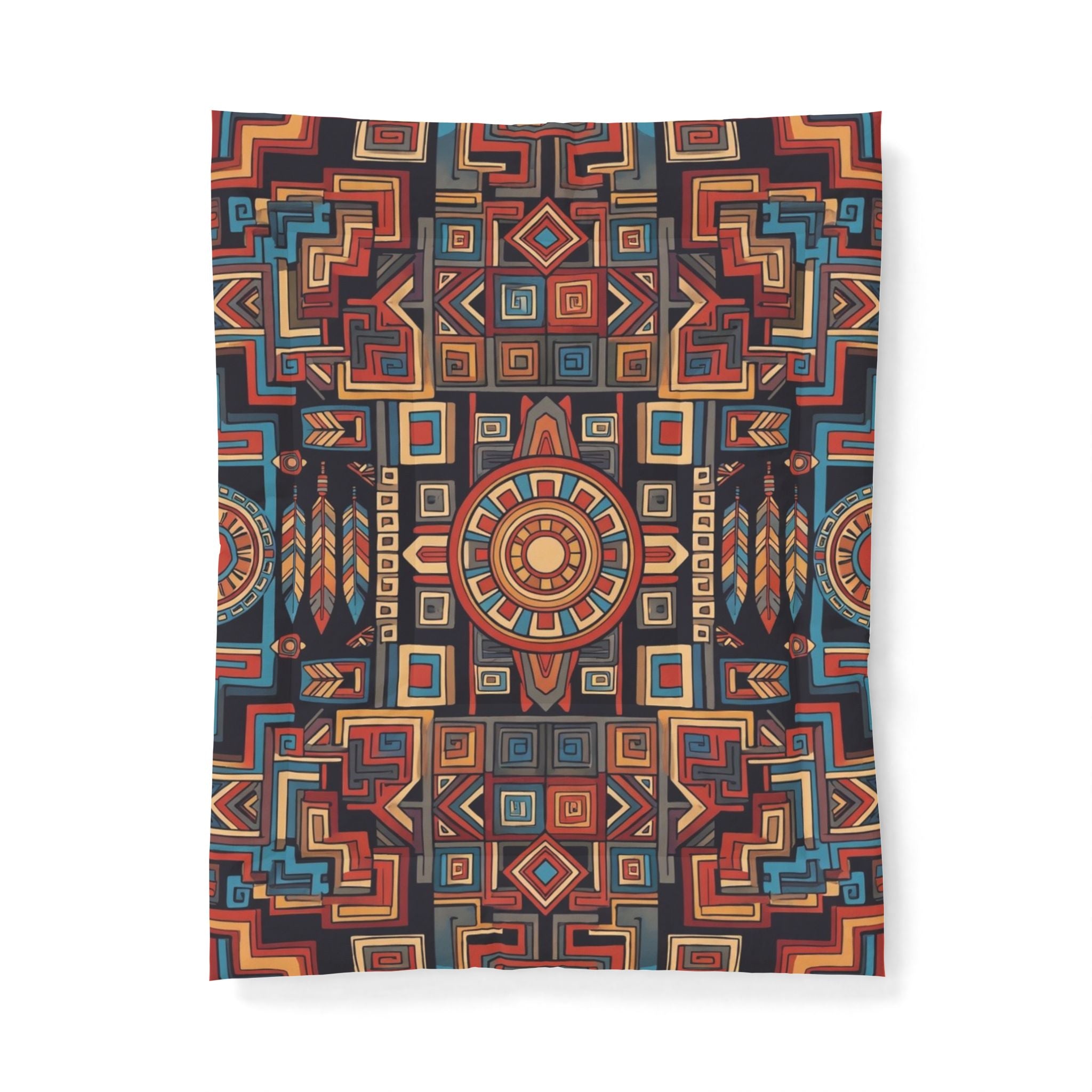 Boho Geometric Cotton Comforter – Tribal Sun Medallion Bedding