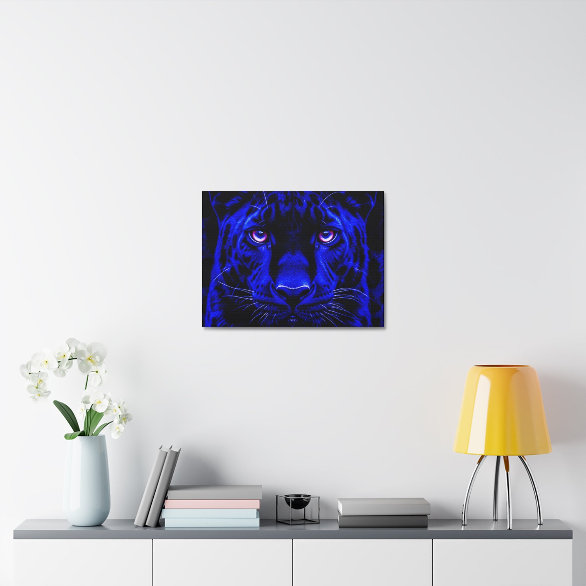 Blue Panther Stretched Canvas Wall Art