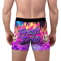 Boxer Briefs — 'Fresh Drip' Neon Flame Checkerboard Men's Boxer Briefs