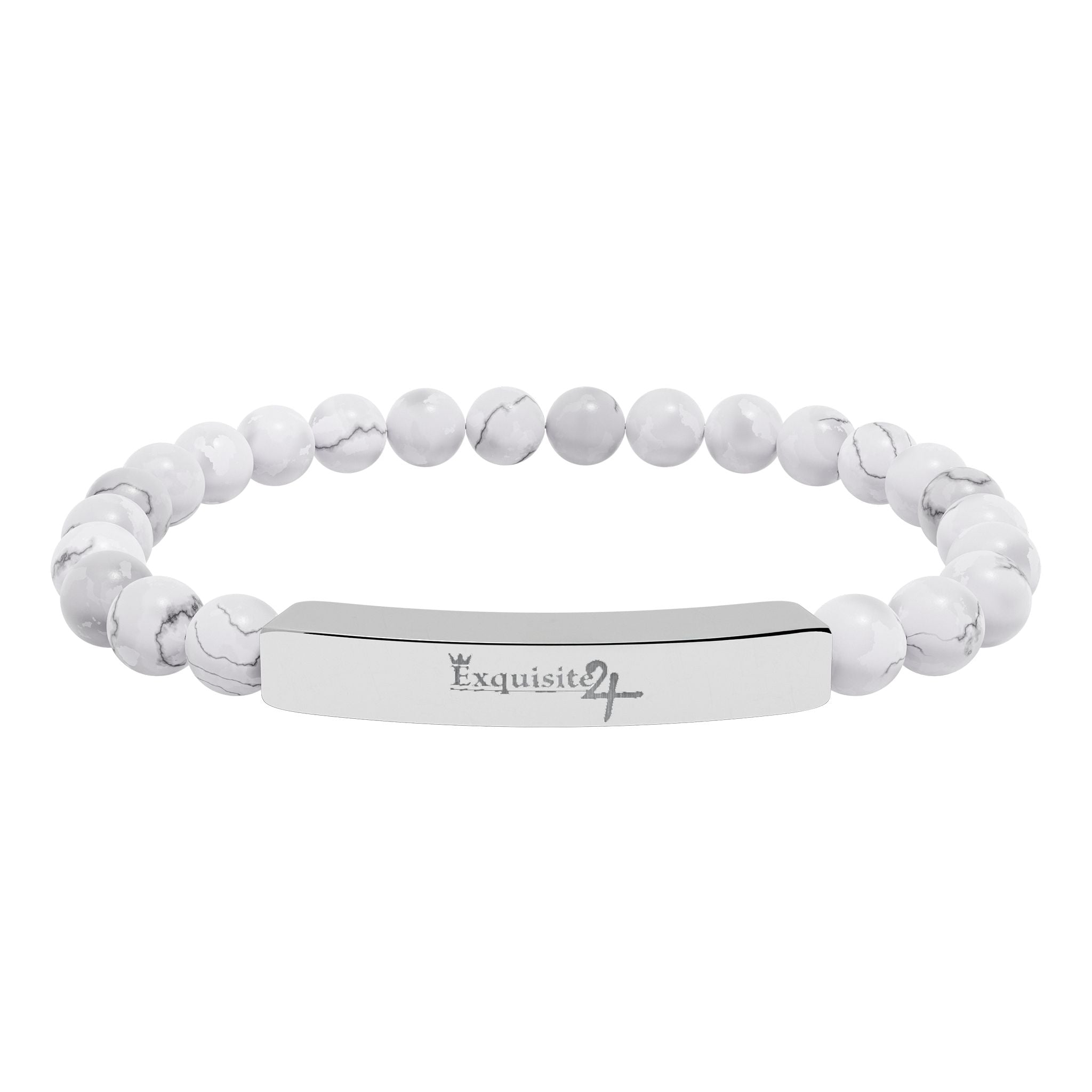 Exquisite 24 Engraved Natural Stone Bead Bar Bracelet