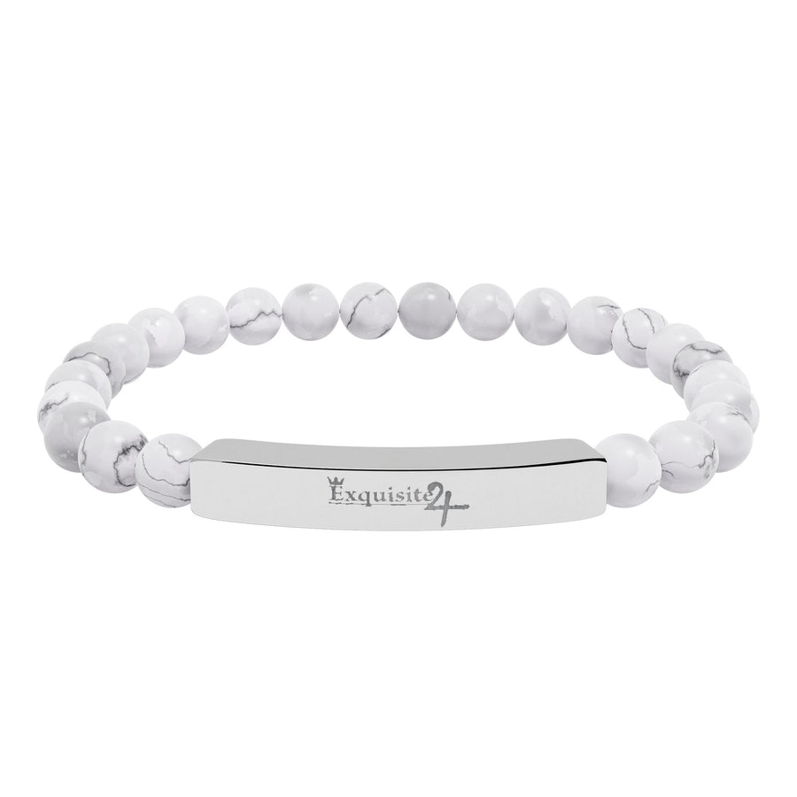 Exquisite 24 Engraved Natural Stone Bead Bar Bracelet
