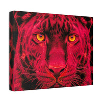 Red Panther Canvas Wall Art — Bold Neon Portrait Stretched Canvas