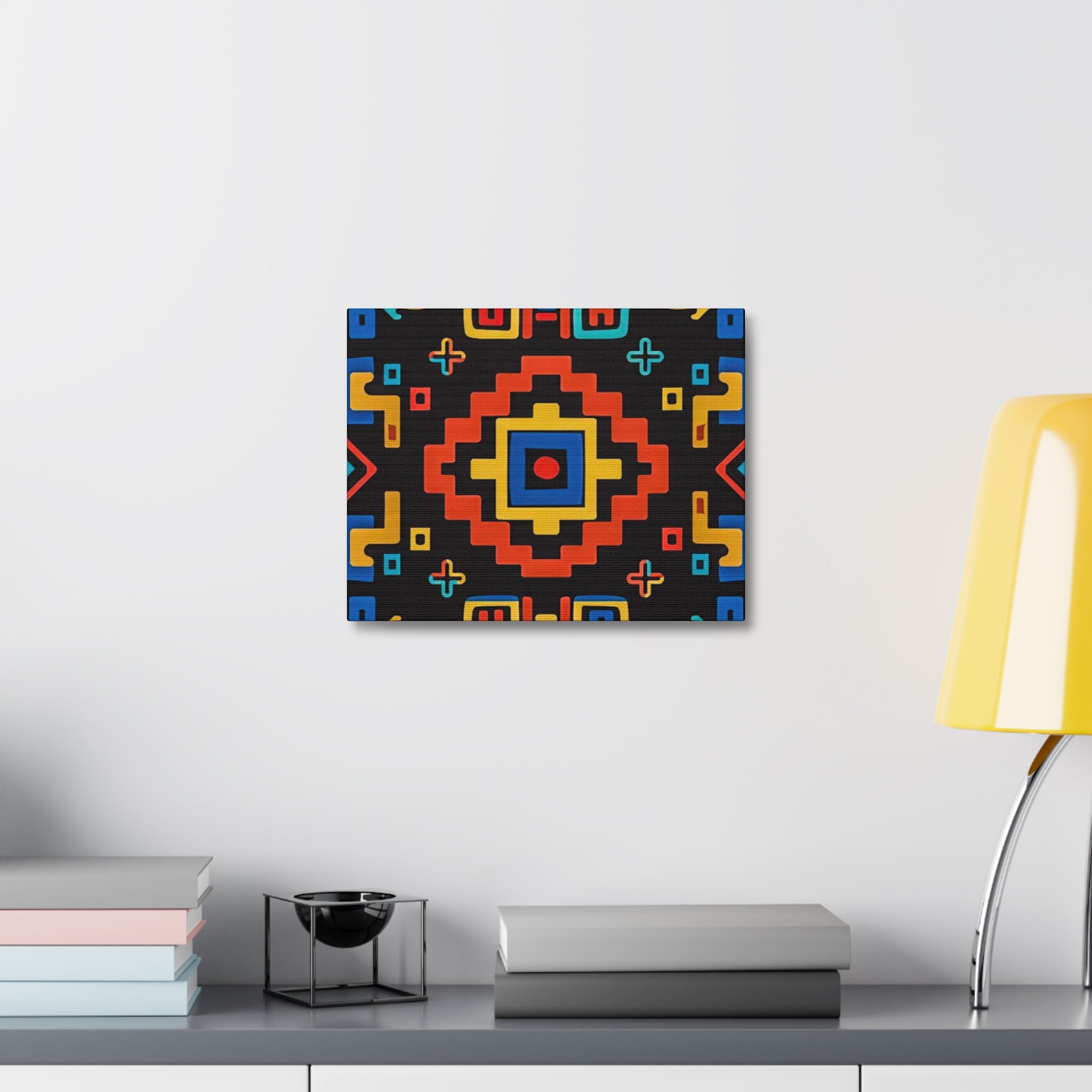 Bold Geometric Aztec Stretched Canvas Wall Art